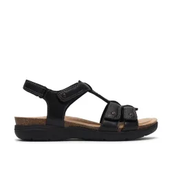 Women's April Cove Black Leather Flat Sandals Size: 5.5-Standard Fit - Black - Size: 5.5-Standard Fit