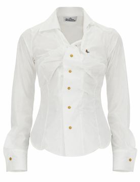 Drunken Gathered Cotton Poplin Shirt