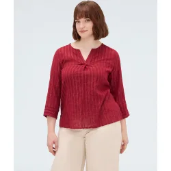 Blusa de mujer de rayas en algodón tejido crepón con rayas verticales en lurex