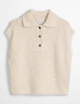 Jersey de mujer polo sin mangas suelto de mezcla de algodón orgánico - MARC O'POLO - FashionsVida