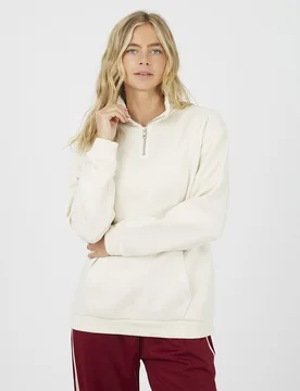 Quarter Zip Funnel Neck Womens Sweatshirt - - Size: S - Brave soul - FashionsVida