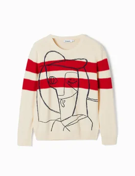 Pull à rayures avec motif. WHITE XL male - Desigual - FashionsVida
