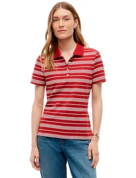 Polo à Manches Courtes 1985 Slim Primary Red / Calico Rugby Stripe XS