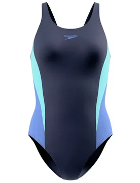 Colourblock Splice Muscleback Swimsuit Peacoat / Glacier Blue / Moonlight Lavender 38 Women - Speedo - FashionsVida