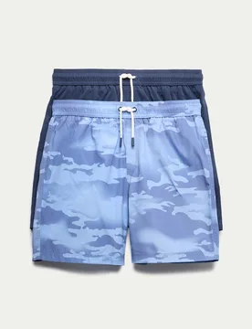 Pack Swim Shorts (6-16 Yrs) Blue male - M&S - FashionsVida