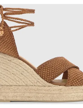 Sandalias de cuña de mujer Becca con talonera trenzada y cierre de cordones - Castañer - FashionsVida