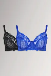 Women's 2 Pack Lace Trim Bras Size: 40C - Multicolor - Size: 40C
