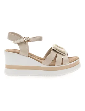 Sandali con zeppa beige con fasce e dettagli brillanti E483 39 - Energy - FashionsVida