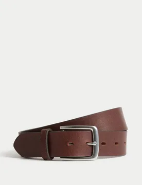 M&S Leather Casual Belt Brown male - M&S - FashionsVida