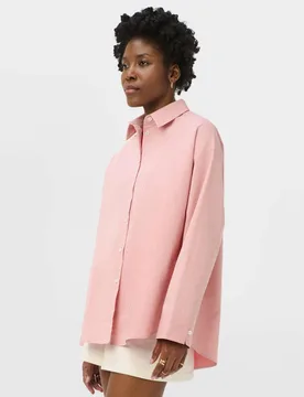 Pure Cotton Striped Oversized Shirt Pink female - Sweaty betty - FashionsVida