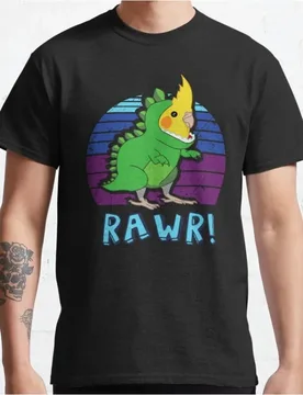 RAWR - Aesthetic Vaporwave Cockatiel Dinosaur t shirt for birds lover 100% cotton Short Sleeve Graphic Clothes All size tops - Aliexpress - FashionsVida
