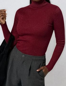 Maglione a costine - bordeaux