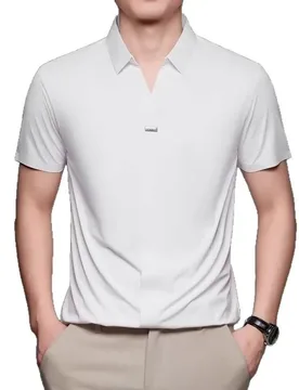 Men's Short-sleeved Polo Shirt Without Trace Men's Summer Ice Silk Middle-aged Half-sleeved Mulberry Silk Lapel No-iron T-shirt - Aliexpress - FashionsVida