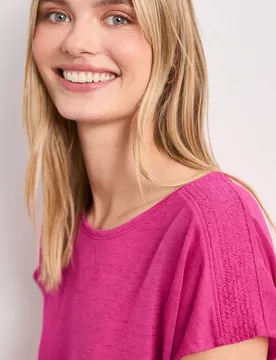 T-Shirt mit Boat Neck und Smok-Detail female Pink - Street One - FashionsVida