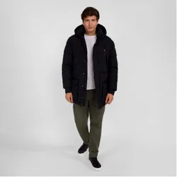 Mens Padded Parka In Black - Size Medium