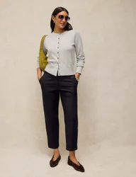 Cotton Rich Straight Leg Cropped Trousers Black female