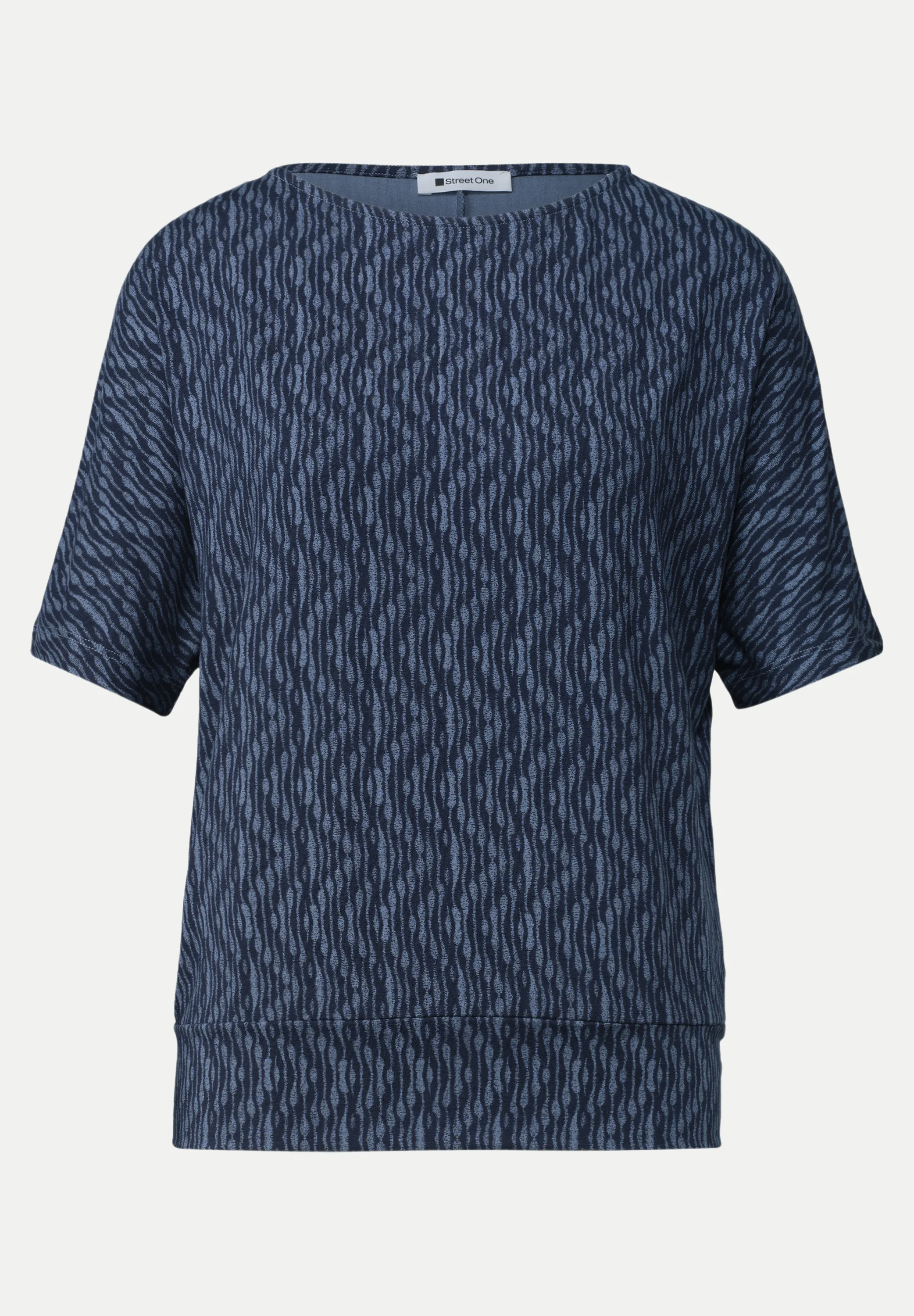 T-Shirt mit Elastikbund Blau 40 - Street One - FashionsVida
