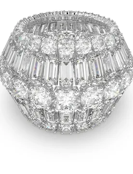 Anello cocktail Hyperbola, Taglio misto, Bianco, Placcato rodio 55 - Swarovski - FashionsVida