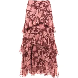 Falda midi evasé con volantes
