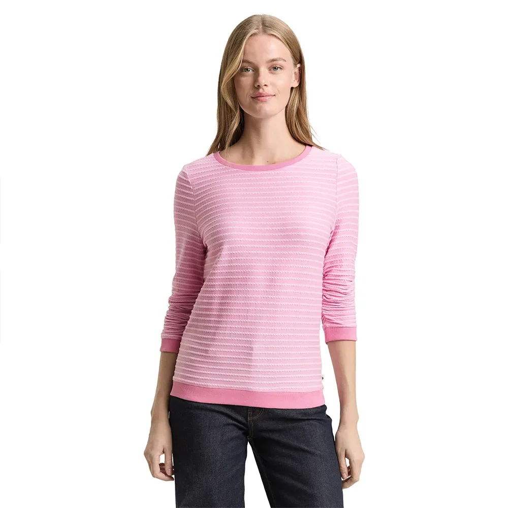 Felpa 1039980 Striped Jacquard Tonal Rose Structure Stripe M - Tom tailor - FashionsVida
