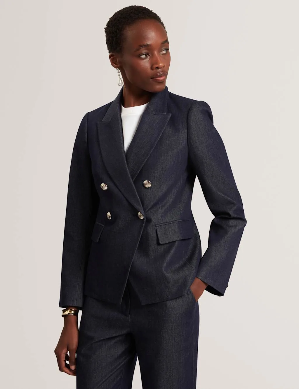 Denim Tailored Blazer Dark Blue female - Ted baker - FashionsVida