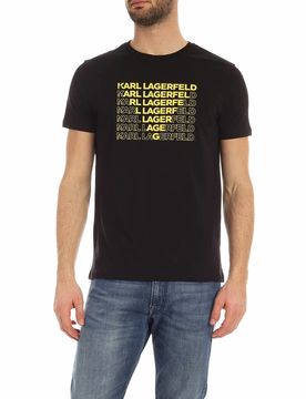 T-shirt nera con stampa Karl Triangle