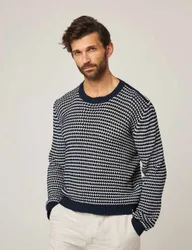 Pure Cotton Crew Neck Jumper Navy male