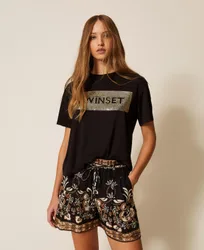 T-shirt avec logo et sequins