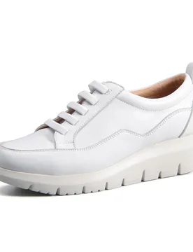 Women Full Leather Sneakers, Elastic Strap Lightweight Fashion Casual Shoes, 4.5cm Heel Height Daily Walking Sneak - Aliexpress - FashionsVida