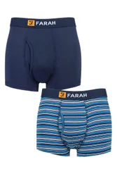 Mens 2 Pack Classic Striped and Plain Bamboo Keyhole Trunks Navy / Blue M - Blue - Size: Medium