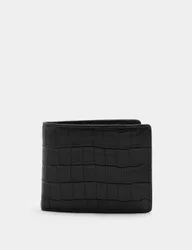 Mock Croc Leather Bi-fold Wallet Black male