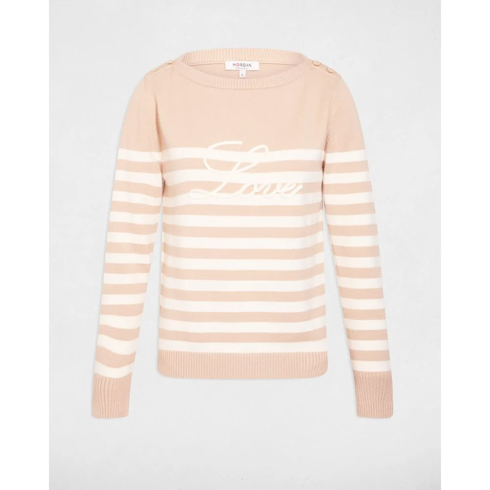 Jersey de mujer con bordado y estampado de rayas - Morgan - FashionsVida