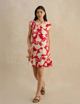 Floral Mini Tiered Dress Red Mix female - Hobbs - FashionsVida