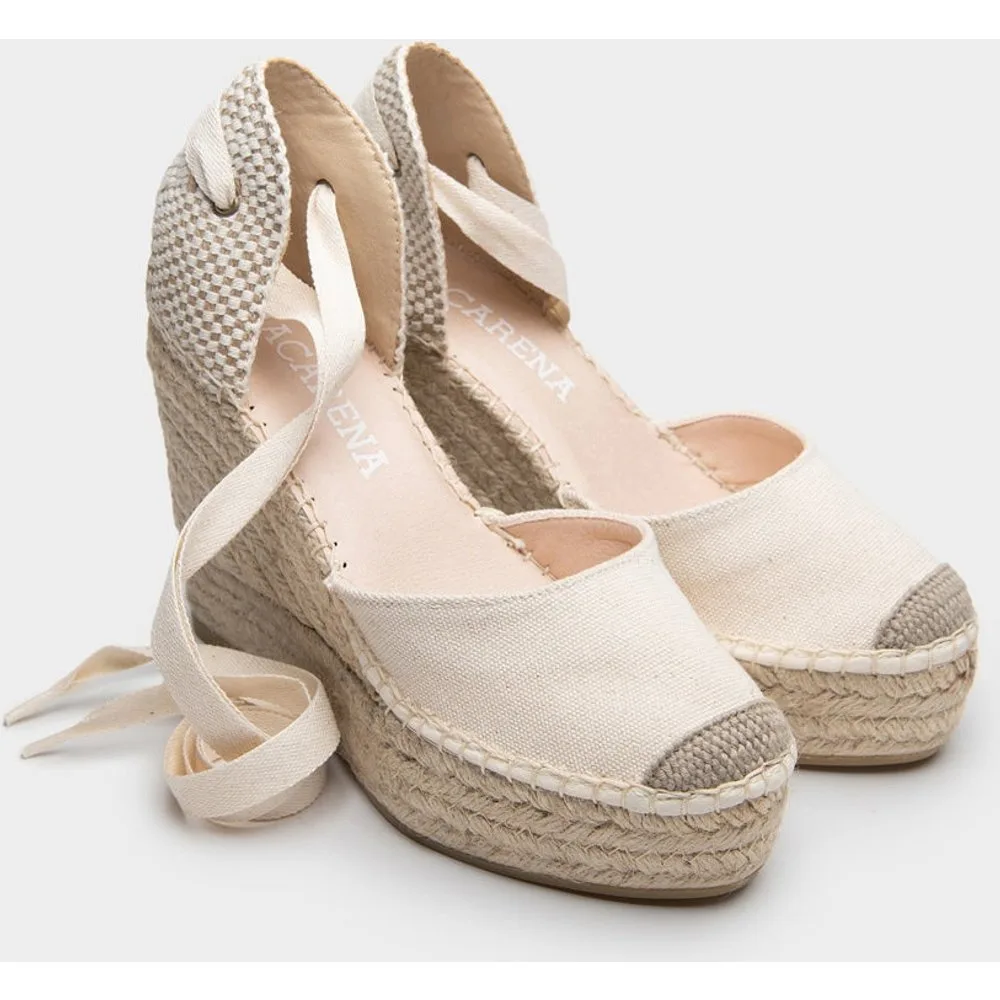 Alpargatas de esparto con cuña en algodón orgánico negro - Macarena - FashionsVida