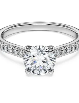 Anello solitario Eternity, Diamanti creati in laboratorio 1,2 ct tw, Forma rotonda, Oro bianco 18 K 48 - Swarovski - FashionsVida
