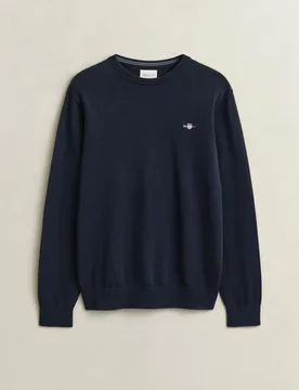 Jersey de hombre de cuello redondo con logo en pecho - Gant - FashionsVida