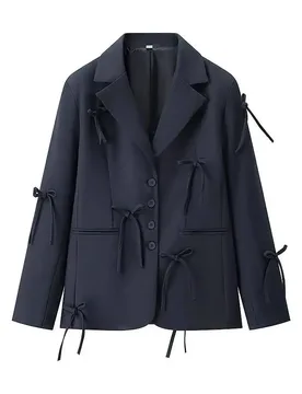Spring Autumn New Fashion Bow Decoration Women Loose Casual Suit Jacket Simple Solid Color Female Coat - Aliexpress - FashionsVida