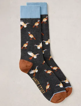 Organic All Over Pheasant Ankle Socks - Dark Grey - White stuff - FashionsVida