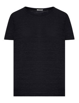 T-shirt Girocollo In Lino Effetto Melange