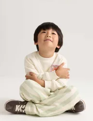 Cotton Rich Striped Trousers with Linen (2-8 Yrs) Green Mix male