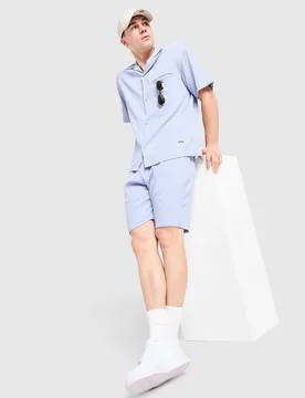Mens Pantaloncino Seersucker - Blu, blu blu Uomo taglia L - BELIER - FashionsVida