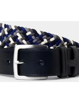 Cinturón de hombre con cinta elástica y detalles de piel - Hackett - FashionsVida