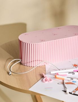 Organizer per cavi scanalato con motivo fiocchi - rosa pastello