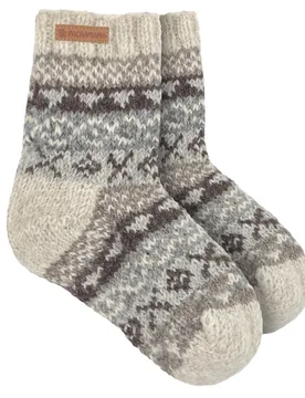 Classic Fairisle Sofa Socks - Natural - Pachamama - FashionsVida