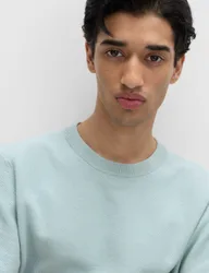 Cotton Rich Textured Knitted T-Shirt Soft Blue male