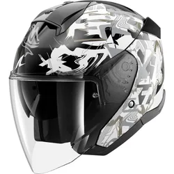 Casco Moto Jet SKWAL JET PRANZ Nero Bianco Oro taglia S