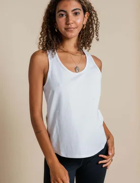 Reset Train Racer Back Vest Top White female - Girlfriend Collective - FashionsVida
