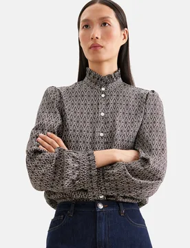 Hemdbluse mit Rüschendetails Braun 38 - Seidensticker - FashionsVida