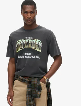 Superdry Herren T-shirt mit Rockband-grafik im Stil der 70er Schwarz - Größe: S - 39.99 - FashionsVida