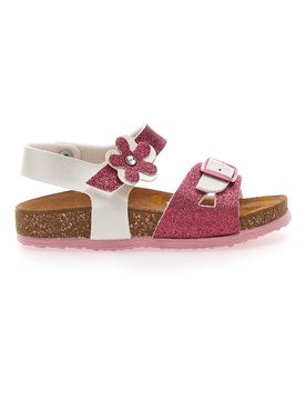 Sandali bianchi e rosa con brillantini 257A084SR 24